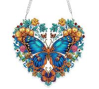MOGTAA Farfalla Diamante Art Ornamenti da appendere con catena, 5D Kit per pittura con diamanti a forma speciale per adulti principianti, strass di cristallo, fiori, pittura con diamanti, gemme