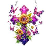 MOGTAA Kit artistico da appendere con diamanti, decorazione artistica 5D con diamanti a forma di farfalla, con catena, per adulti e principianti, kit con ciondolo a forma di diamante speciale, pittura
