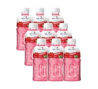 Mogu Mogu Bevanda al succo di fragola con gelatina Nata de Coco da 320 ml (confezione da 9), bevanda rinfrescante tropicale thailandese da sorseggiare e masticare.