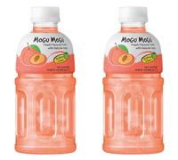 Mogu Mogu succo di frutta multi sapore con 25% NATA De Coco, bevanda potenziante energetica, ricca di fibre naturali di frutta, senza conservanti aggiunti e colori, 2x 320ml (2x, Pesca)
