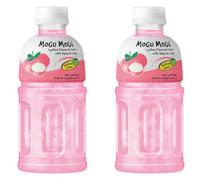Mogu Mogu succo di frutta multi sapore con 25% NATA De Coco, bevanda potenziante energetica, ricca di fibre naturali di frutta, senza conservanti aggiunti e colori, 2x 320ml (2x, Lychee)