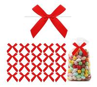 Moguri 20 piccoli fiocchi, mini fiocchi in nastro di raso pre-legato, fiocchi da legare per sacchetti di dolcetti, fiocchi prefabbricati per regali fai da te, sacchetti di caramelle, rosso