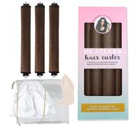 Moguri 3 pezzi Heatless Hair Curler Overnight Blowout Curls Rods, ricci senza calore, con borsa di lusso e sciarpa, bigodini durante la notte, per tutti i tipi di capelli, marrone