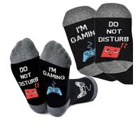 Moguri Calzini da gioco, calzini divertenti con scritta DO NOT Disturb,I'm Gaming Caviglia Calzini antiscivolo per la casa, calzini invernali, ideali come regalo per uomo e donna, colore nero