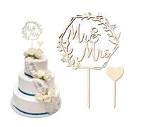 Moguri Decorazione per torta nuziale, in legno, con scritta "Mr und Mrs" e topper per torta a forma di cuore, per scrivere, fidanzamenti, decorazioni personalizzate per torte per matrimoni