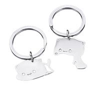 Moguri Set di 2 portachiavi gatto coccolone partner puzzle ciondolo portachiavi coppia regalo amicizia portachiavi angelo custode
