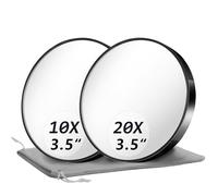 Moguri Specchietto ingranditore, set da 10 e 20 pezzi, specchio ingranditore da 8,8 cm con due ventose, set di specchietti da viaggio fornito con custodia portatile