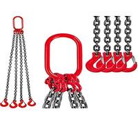 MOH Catena per Sollevamento 8 mm x 2 m, 4T Imbracatura a Catena di Quattro Gambe, G80 8800 Libbre Imbracatura a Catena, con Ganci Autobloccanti, per Sollevamento o Spostamento di Carichi in Macchinari