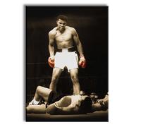 MOHAMMAD ALI vs SONNY LISTON - Tela Stampata montata su telaio in legno