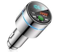 Mohard Bluetooth Auto, Trasmettitore FM Bluetooth 5.3 Design Metallico, PD 30W Tipo C & QC3.0 Caricabatterie Adattatore Amplificatori Segnale Cellulari Chiamate Vivavoce Riduzione Rumore Luce & Hi-Fi