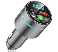 Mohard Trasmettitore FM Bluetooth 5.3 Auto, Ricarica Rapida PD 30W & QC3.0 18W Adattatore Bluetooth Accendisigari Interamente Metallo, Amplificatori Segnale Cellulari Chiamate Vivavoce & Musica Hi-Fi