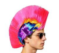 Mohawk Rock - Parrucca da donna, con capelli in cresta, multicolore e divertenti, unisex, accessorio per la testa, per cosplay e serata, per adulti, famiglie, amici, donne e uomini