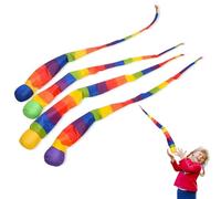 mohito Palla da coda per bambini, 4 pezzi Rainbow Tail Ball, palla da cometa, giocattolo per bambini, sicuro per interni ed esterni, giocattolo arcobaleno per bambini