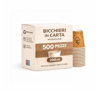 MOHOME 500 Bicchieri Carta 200 ml Monouso Bicchiere Fantasia Marrone Compostabili Biodegradabili Bevande Calde Acqua Tè Tisana Cappuccino Caffè Eventi Catering anche Microonde