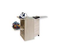 MOHOME Asse da Stiro Mobile A Scomparsa Legno Nobilitato Olmo Multiuso Salvaspazio 3 Cassetti Dimensioni 89 x 44 x 57 cm Rotelle Trasportabili Colore Mollettone Assortito