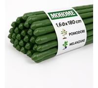 MOHOME Bastoncini Supporto Piante Rampicanti Set 10 Cannette Acciaio Plastificato Bastone 1,6 Ø x 180 cm Tutore Verde Giardino Orto Pomodori Melenzane