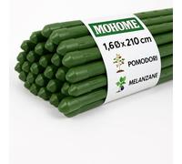 MOHOME Bastoncini Supporto Piante Rampicanti Set 10 Cannette Acciaio Plastificato Bastone 1,6 Ø x 210 cm Tutore Verde Giardino Orto Pomodori Melenzane