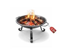 MOHOME Braciere da Giardino Esterno Ferro Battuto Ø 44 cm Made in Italy Nero Spazzolato con Maniglie Cesto Accendi Fuoco Portatile Terrazza Campeggio Riscaldamento Barbecue Brucia Legna per Camino