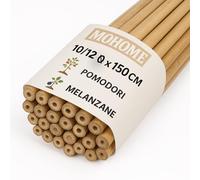 MOHOME Canne Bambù Giardinaggio Naturali Set 25 Cannette 10/12 Ø x 150 cm Bastoncini Supporto Piante Orto Sostegni Tutore Pali Resistenti Rampicanti Giardino Pomodori Melanzane