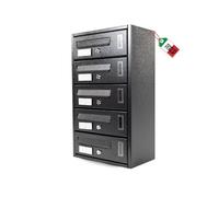 MOHOME Cassetta Postale Esterno Condominiale Antracite Componibile Modulare Orizzontale Ferro Pesante 5 Scompartimenti Dimensioni 30 x 17 x 52 cm Apertura Frontale Interno Doppia Chiave Sicurezza