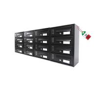 MOHOME Cassetta Postale Esterno Condominiale Antracite Componibile Modulare Orizzontale Ferro Pesante 16 Scompartimenti Dimensioni 120 x 17 x 42 cm Apertura Frontale Interno Doppia Chiave Sicurezza