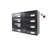 MOHOME Cassetta Postale Esterno Condominiale Antracite Componibile Modulare Orizzontale Ferro Pesante 8 Scompartimenti Dimensioni 60 x 17 x 42 cm Apertura Frontale Interno Doppia Chiave Sicurezza