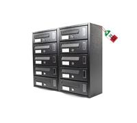 MOHOME Cassetta Postale Esterno Condominiale Antracite Componibile Modulare Orizzontale Ferro Pesante 10 Scompartimenti Dimensioni 60 x 17 x 52 cm Apertura Frontale Interno Doppia Chiave Sicurezza