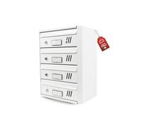 MOHOME Cassetta Postale Esterno Condominiale Made in Italy Bianca Componibile Modulare Metallo 4 Scompartimenti 31,5 x 19 x 41 cm Apertura Frontale Interno Doppia Chiave Sicurezza Casa Ufficio