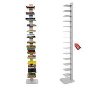 MOHOME Libreria Verticale a Colonna da Terra Sospesa Argento Premium Quality Made in Italy 14 Ripiani Mensola 20 x 15 cm Stretta e Alta 200 cm Finitura Metallo Biblioteca Salvaspazio Soggiorno Cucina