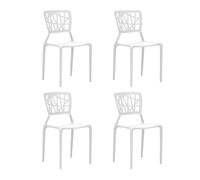 MOHOME Sedia Bianca Polipropilene Set da 4 Impilabili Schienale Moderno Ergonomico Dimensioni 84 x 40 x 40 cm Interno Esterno Casa Ufficio Bar Ristorante
