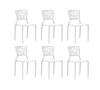MOHOME Sedia Bianca Polipropilene Set da 6 Impilabili Schienale Moderno Ergonomico Dimensioni 84 x 40 x 40 cm Interno Esterno Casa Ufficio Bar Ristorante