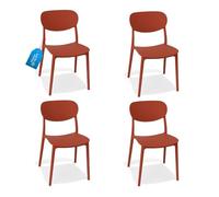 MOHOME Sedia Rossa Polipropilene Set da 4 Premium Quality Impilabili Design Ergonomico Minimalista Dimensioni 79 x 54,5 x 46 cm Interno Esterno Casa Ufficio Bar Ristorante