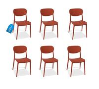 MOHOME Sedia Rossa Polipropilene Set da 6 Premium Quality Impilabili Design Ergonomico Minimalista Dimensioni 79 x 54,5 x 46 cm Interno Esterno Casa Ufficio Bar Ristorante