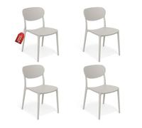 MOHOME Sedia Tortora Chiaro Polipropilene Set da 4 Premium Quality Impilabili Design Ergonomico Minimalista Dimensioni 79 x 54,5 x 46 cm Interno Esterno Casa Ufficio Bar Ristorante