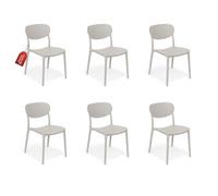 MOHOME Sedia Tortora Chiaro Polipropilene Set da 6 Premium Quality Impilabili Design Ergonomico Minimalista Dimensioni 79 x 54,5 x 46 cm Interno Esterno Casa Ufficio Bar Ristorante