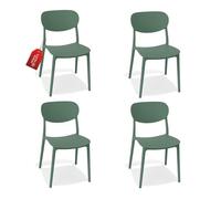 MOHOME Sedia Verde Oliva Polipropilene Set da 4 Premium Quality Impilabili Design Ergonomico Minimalista Dimensioni 79 x 54,5 x 46 cm Interno Esterno Casa Ufficio Bar Ristorante