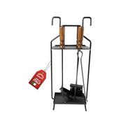MOHOME Set Camino Attrezzi Kit 5 Utensili 65x17x30 cm Made in Italy Resistenti al Calore Scopino Attizzatoio Paletta Pinza Portattrezzi Accessori Caminetto Stufa a Legna con Manici in Legno Ergonomico