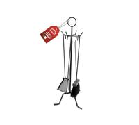 MOHOME Set Camino Attrezzi Kit 5 Utensili Durevoli Made in Italy Resistenti al Calore Scopino Attizzatoio Paletta Pinza Portattrezzi Accessori Caminetto Stufa a Legna con Manici in Legno Ergonomico