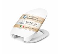 MOHOME Tavoletta Wc Universale Made In Italy Con Coperchio Termoindurente Copriwater Sgancio Rapido Sedile Asse Chiusura Lenta Ammortizzata Resistente Fissaggio Da Sotto Sopra Moderno Slow Close