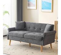 MOHUANG Divano Matrimoniale Tessuto Ciniglia Imbottito Design Moderno Divano con Cuscino Spesso Adatto per Soggiorno Camera da Letto Appartamento Grigio