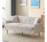 MOHUANG Divano Matrimoniale Tessuto Ciniglia Imbottito Design Moderno Divano con Cuscino Spesso Adatto per Soggiorno Camera da Letto Appartamento Beige