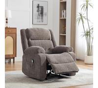 MOHUANG Poltrona relax multifunzione, funzione massaggio e calore, schienale e poggiapiedi regolabili manualmente, tasche laterali, grigio