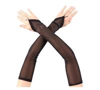 MOHUIED Guanti senza dita in pizzo Guanti lunghi in pizzo sexy trasparenti e sottili in maglia elastica, estivi, con gancio dita, for la protezione solare, for le donne, da usare all'aperto(Black)