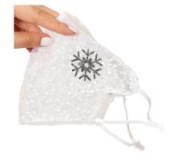 MOHUIED Maschera in pizzo per donne Maschera for protezione solare in pizzo elegante e alla moda, calda traspirante, con strass, celebrità di Internet, ricamata(WHITE)