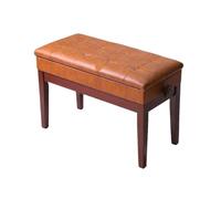 MOHUIED Panca for pianoforte in legno con altezza regolabile e libreria for due persone, sedia for professionale in pelle, panca for tastiera per pianisti(Double can lift [teak color])