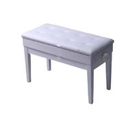 MOHUIED Panca for pianoforte in legno con altezza regolabile e libreria for due persone, sedia for professionale in pelle, panca for tastiera per pianisti(Double can lift [white])