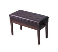MOHUIED Panca for pianoforte in legno con altezza regolabile e libreria for due persone, sedia for professionale in pelle, panca for tastiera per pianisti(Double can be raised and lowered [walnut])