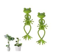 MOHXFE Plant Frog Holder,Green Frog Plant Supports,Climbing Fixture Clips,Cartoon Plant Branches Tie-Down,Cute & Stable Support for Small Potted Plants & Succulents (2PCS)