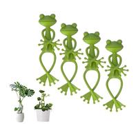 MOHXFE Plant Frog Holder,Green Frog Plant Supports,Climbing Fixture Clips,Cartoon Plant Branches Tie-Down,Cute & Stable Support for Small Potted Plants & Succulents (4PCS)