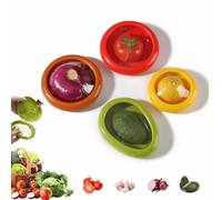 MOHXFE Silicone Fruit Storage Box,Silicone Fruit Storage Containers,Avocado Saver for Fridge,Silicone Food Storage Avocado,Fruit and Vegetable Anti-oxidation Storage Box,Reusable,Keep Fresh (4PC-E)